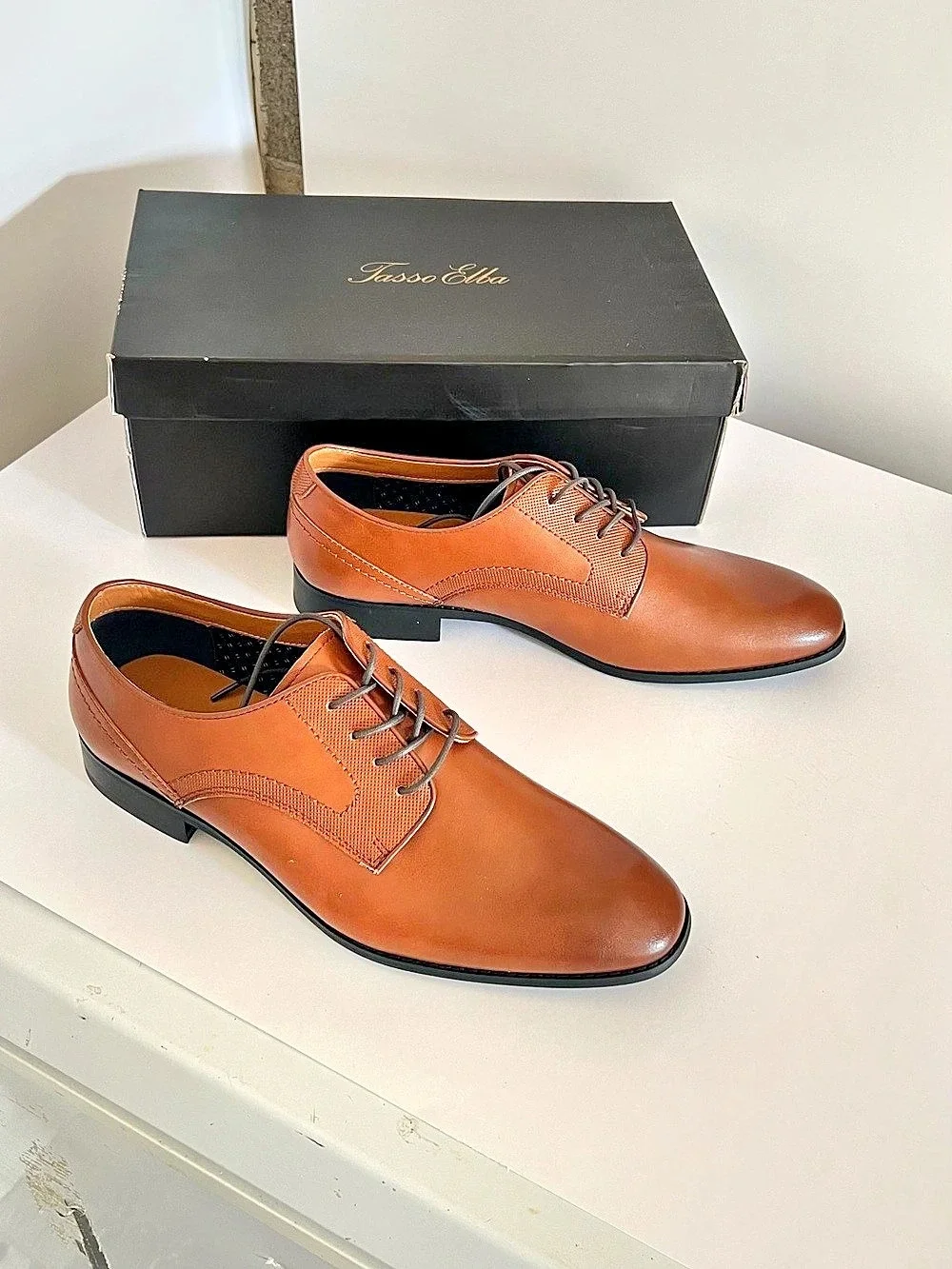 Tasso Elba Men's Brown Lace-Up Oxfords  New